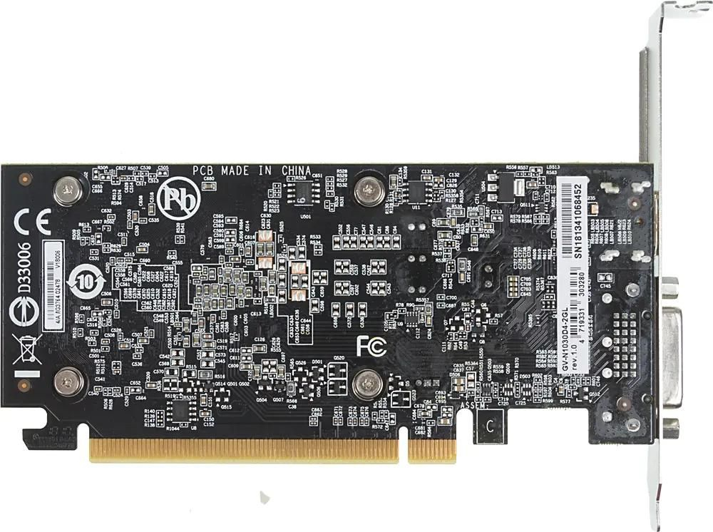 Видеокарта Gigabyte NVIDIA  GeForce GT 1030 GV-N1030D4-2GL 2ГБ DDR4, Low Profile,  Ret