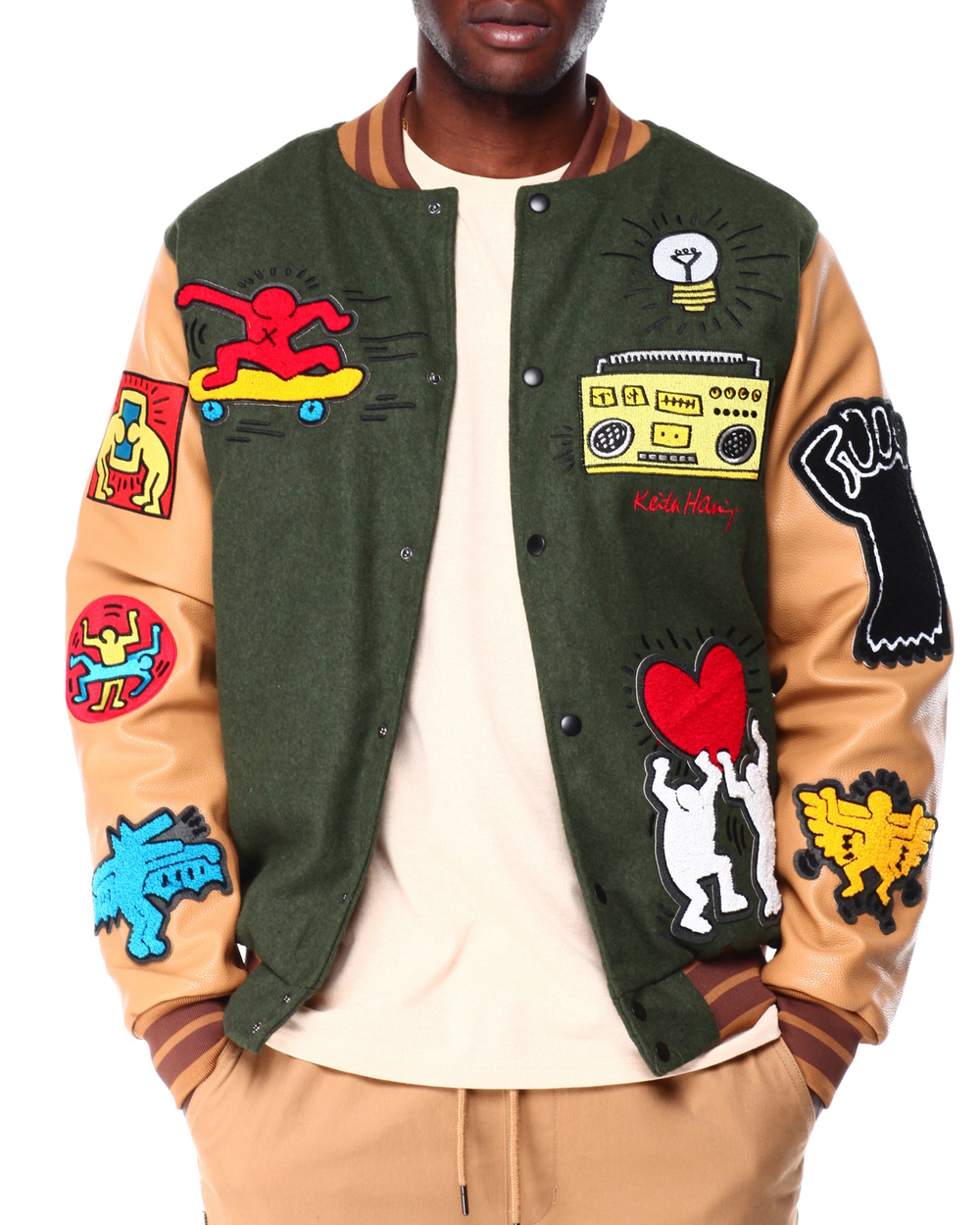 Бомбер REASON Keith Haring Holding Hands Wool Chenille Patch