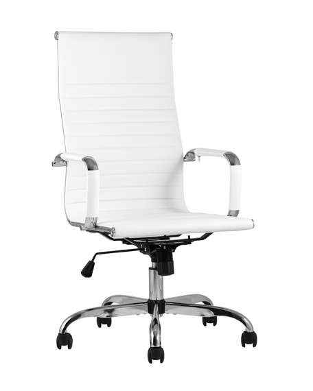 TopChairs City офисное белое обивка экокожа, механизм качания Top Gun