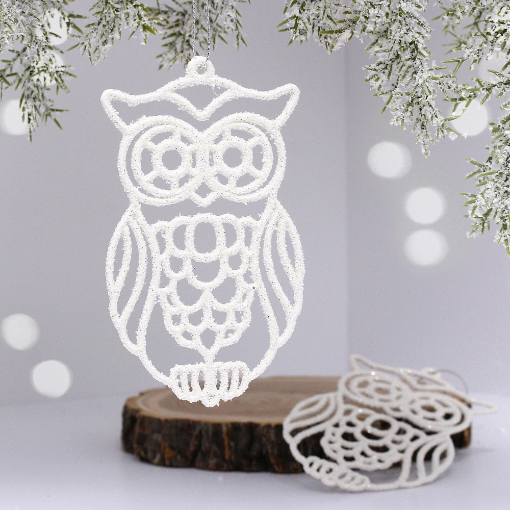 Подвеска «Мудрая сова» 10 см (набор 2 шт), белый