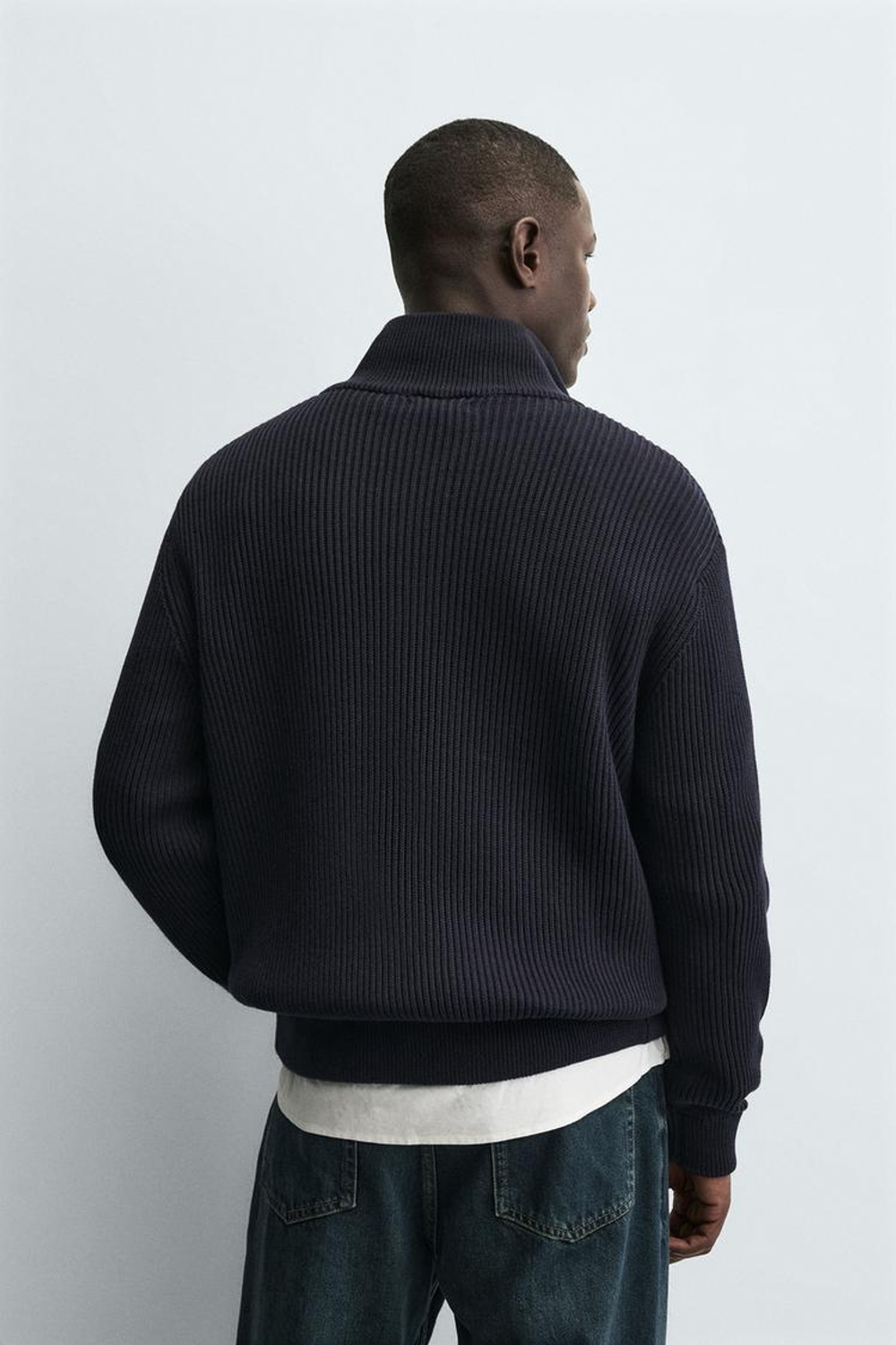 ZARA КАРДИГАН ПЛАТОЧНОЙ ВЯЗКИ НА МОЛНИИ, МОРСКОЙ СИНИЙ