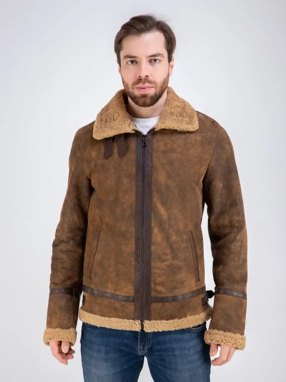 Дубленка мужская натуральная авиатор зимняя Турция