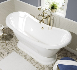 Ванна из литьевого мрамора Эстет Бостон 180х74 на подиуме белая, ФР-00001046