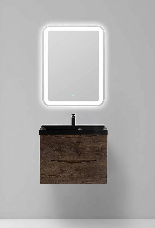 Тумба с раковиной BelBagno MARINO 60 дуб Мавр/черная раковина