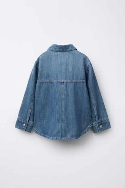 ZARA ДЖИНСОВАЯ КУРТКА-РУБАШКА, СИНИЙ