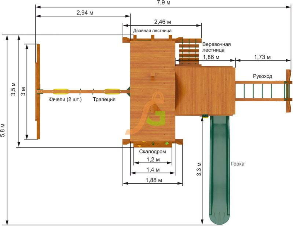 Детская игровая площадка Крепость Фани Deluxe +