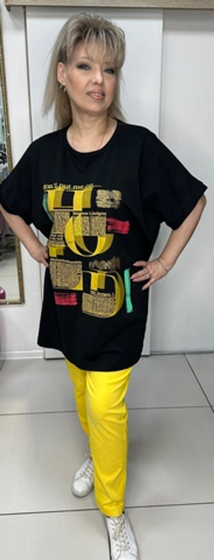 Коттоновая туника-футболка с оригинальным "газетным" принтом