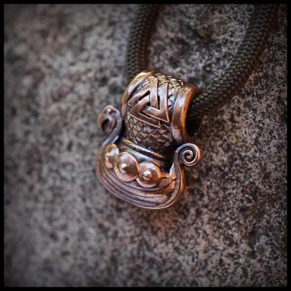 Кулон "Драккар" , брелок для ключей , бронза