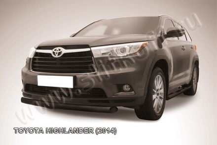 Защита переднего бампера (нержавейка) Toyota Highlander (2014-2016) d76 радиусная (черный)