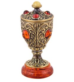 Народные промыслы AM-3784 Шкатулка «Грааль» (латунь, янтарь)