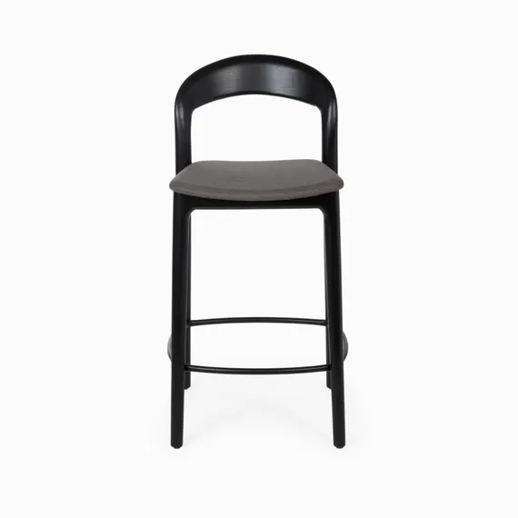 Полубарный стул Esse 65 см, черный, тёмно-серая обивка