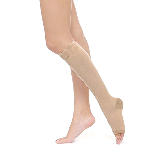 Чулки компрессионные  ЧККВ до колена с открытым мыском (Размер: размер 3, Цвет: бежевый, Степень фиксации: 2 класс)