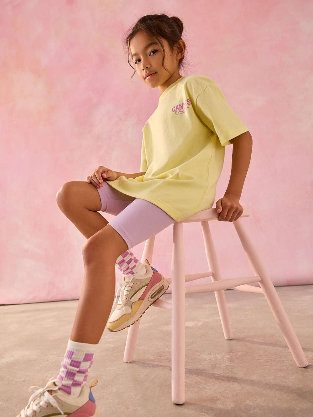 Футболка и велосипедки в комплекте для девочки Next AJ0-453, Светло-желтый, Розовый