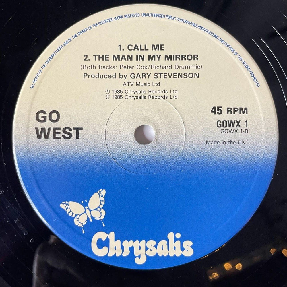 Винтажная виниловая пластинка LP Go West Call Me (The Indiscriminate Mix) (UK 1985) Maxi Single 45 RPM