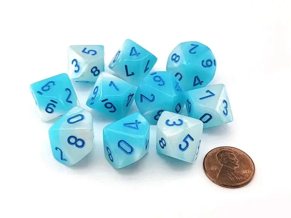 Chessex 10-D10 set Gemini Luminary Pearl Turquoise White / Blue