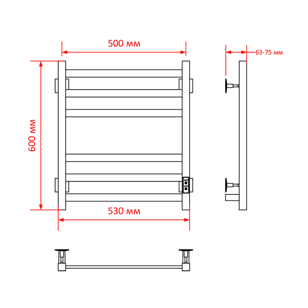 Полотенцесушитель MIXLINE TRIUMPH  60х50 (таймер, 312 Вт, 5 перекладин) электрический БЕЛЫЙ