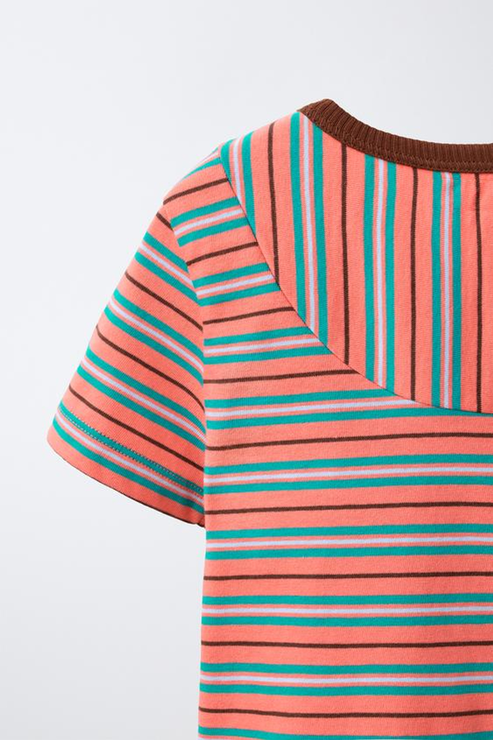 ZARA ФУТБОЛКА В ПОЛОСКУ, КОРАЛЛОВЫЙ