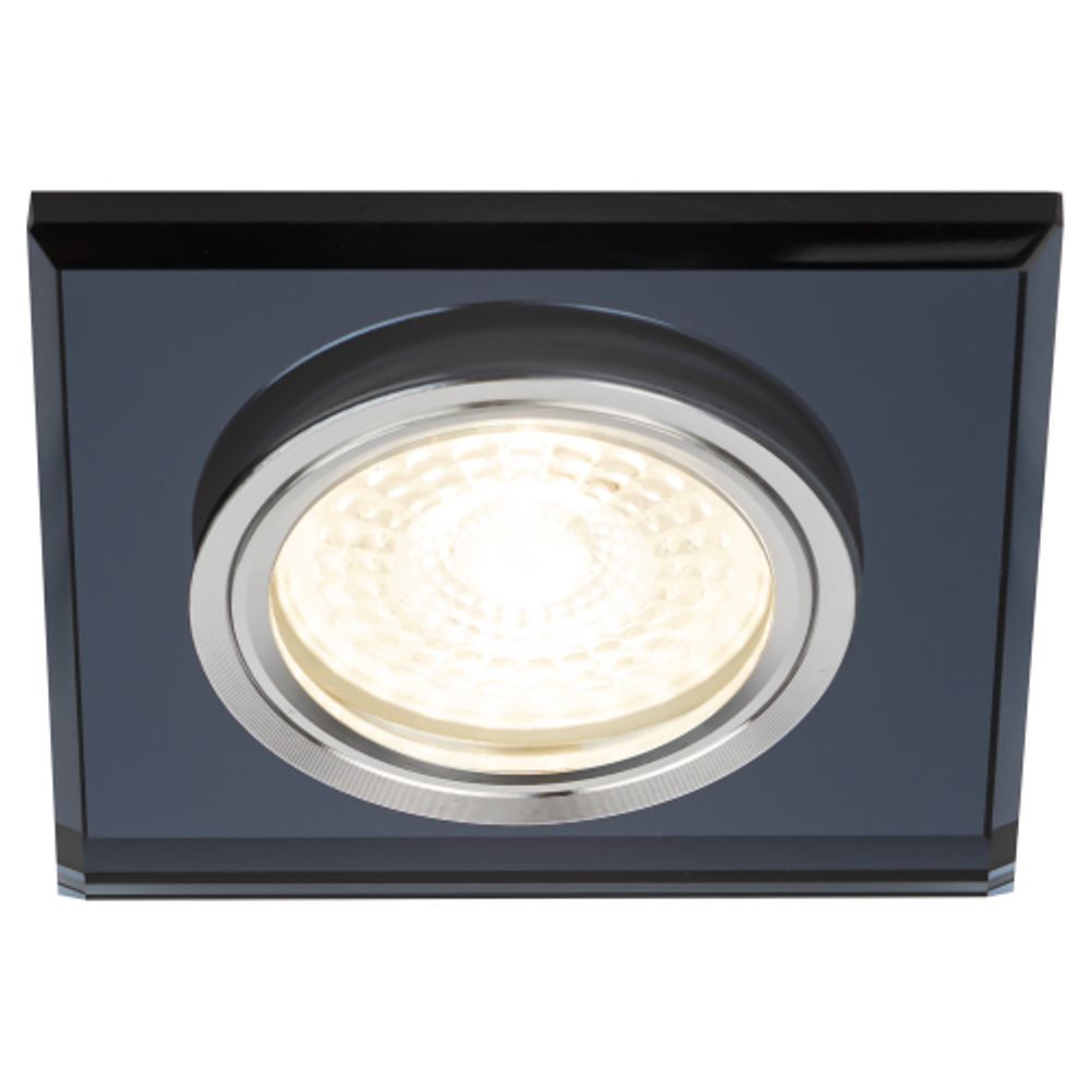 DK8 CH/BK Светильник ЭРА декор стекло квадрат MR16,12V/220V, 50W, хром/черный | Декоративные встраиваемые светильники