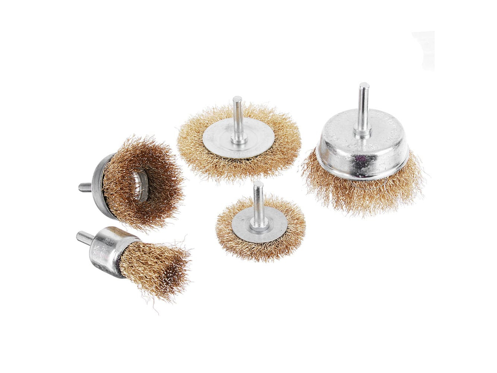 Набор щеток металл со шпильками ЕРМАК 5пр (50,75мм -пл, 25,50,75 мм-чашки)