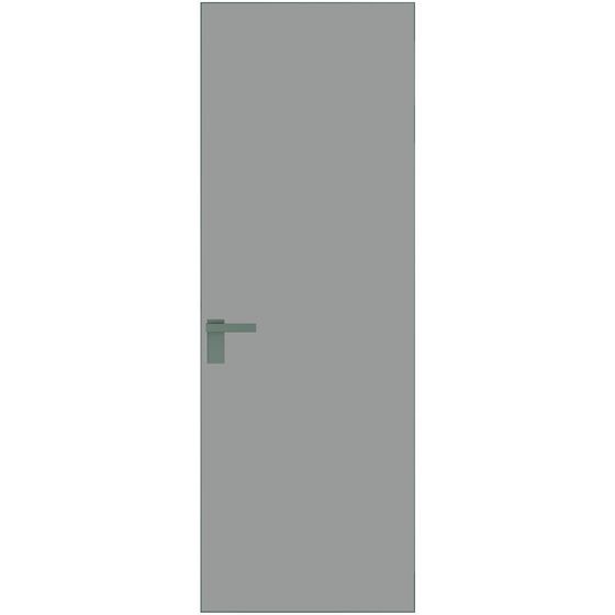 Алюминиевая дверь 1AGК кромка зелёный воск стекло монохром серый