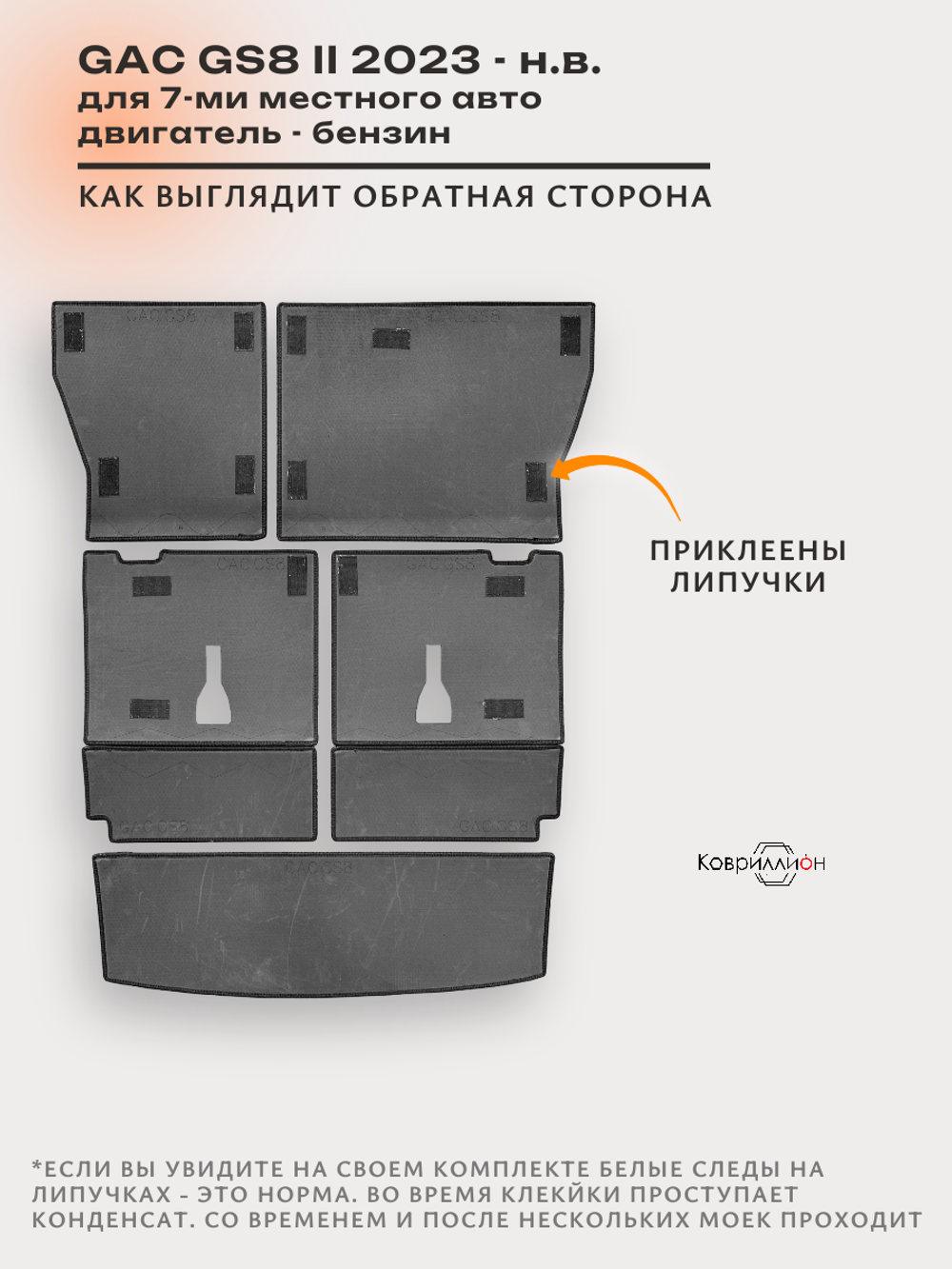 Коврики-трансформеры ЭВА в багажник с накладками на задние сидения для GAC GS8 II (23-н.в.)