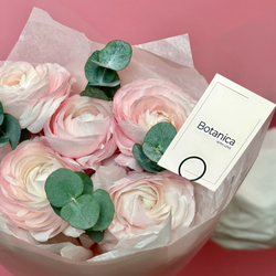 Моно букет из 5 ранункулусов и эвкалипта 80220265