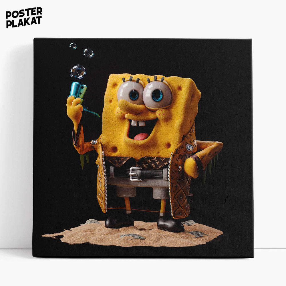 Картина Губка Боб / SpongeBob SquarePants, холст с печатью на подрамнике, интерьерная, Постер Плакат