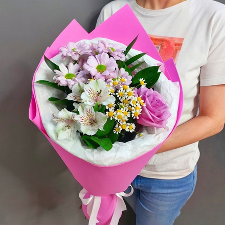 Авторский букет в розовой гамме