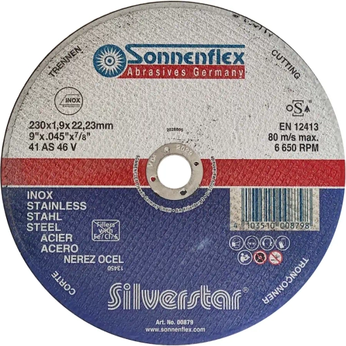 Абразивный отрезной диск Silverstar 230x1,9x22,23 мм A46V F41 INOX 00879 SFMC