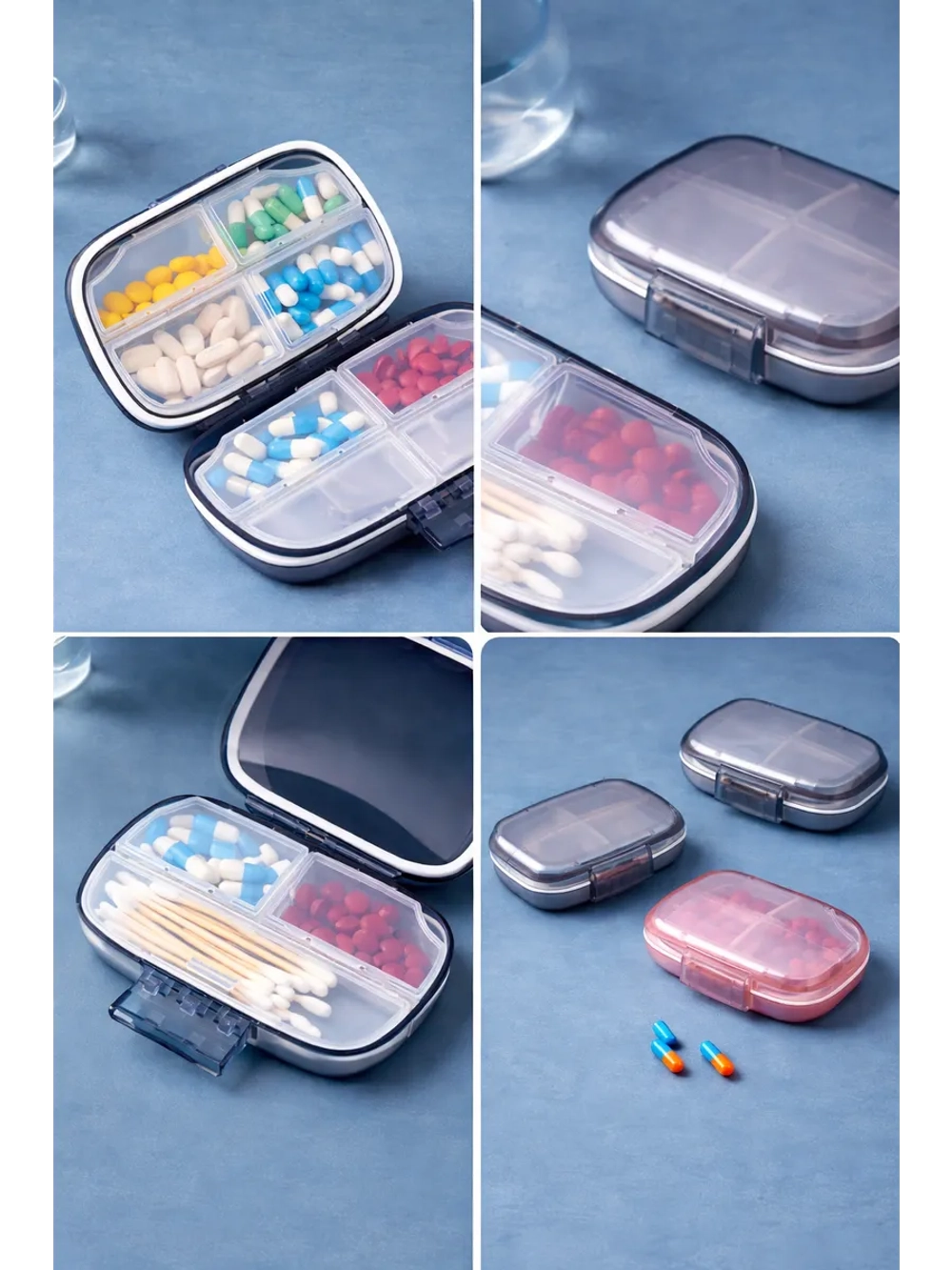 Таблетница дорожная большая 7 отделений серая