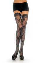 Ажурные чулки с узором в виде бантов и лент (Размер: S-M-L) (Цвет: черный)
