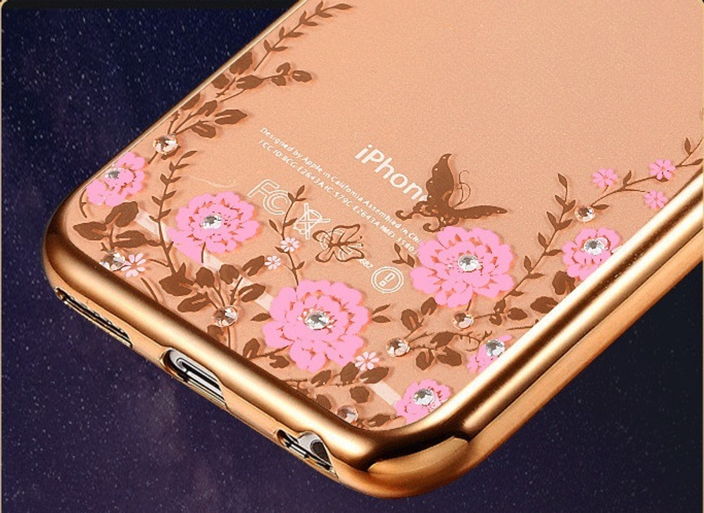Чехол силиконовый с цветами для Iphone 6/6S