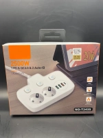 Разветвитель электрический белый, 2 розетки 3 USB, 1 Type-C