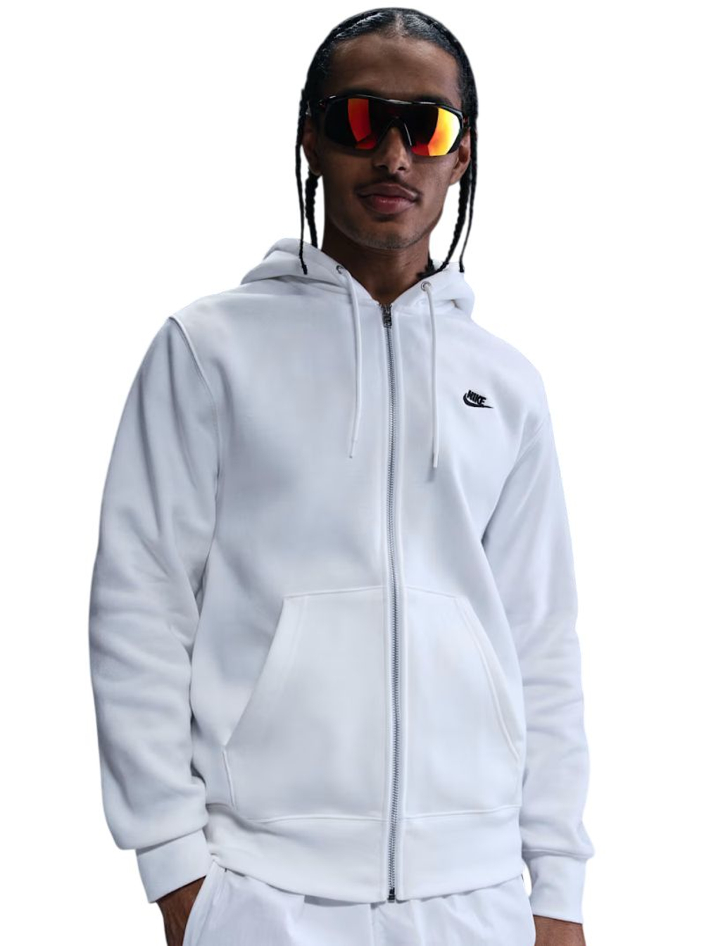 Мужская теннисная кофта Nike Club Full-Zip Fleece - white/white/black