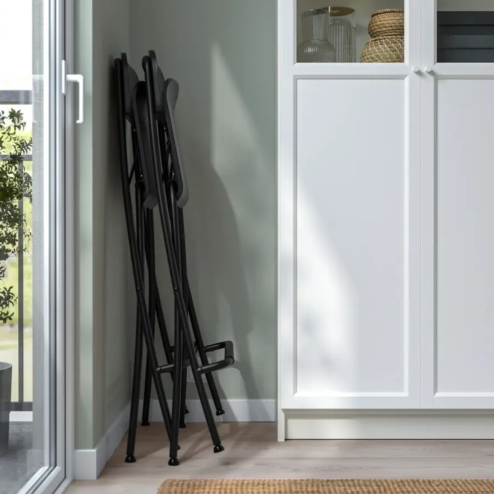 Барный стул со спинкой, складной - IKEA FRANKLIN/ФРАНКЛИН ИКЕА , черный, 95x50x44 см
