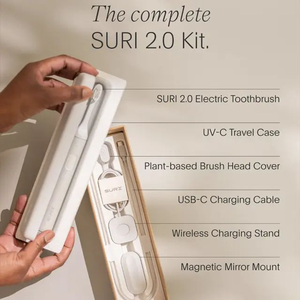 SURI Электрическая зубная щетка Sonic Electric Toothbrush with UV Cleaning Travel Case, Sea Mist