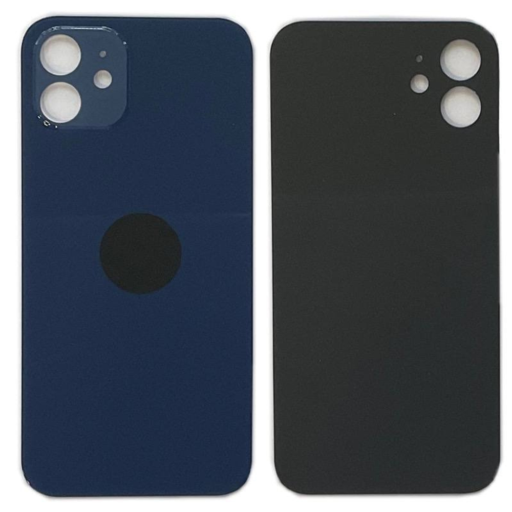 Задняя крышка для Apple iPhone 12 Синий (стекло, широкий вырез под камеру) - Премиум
