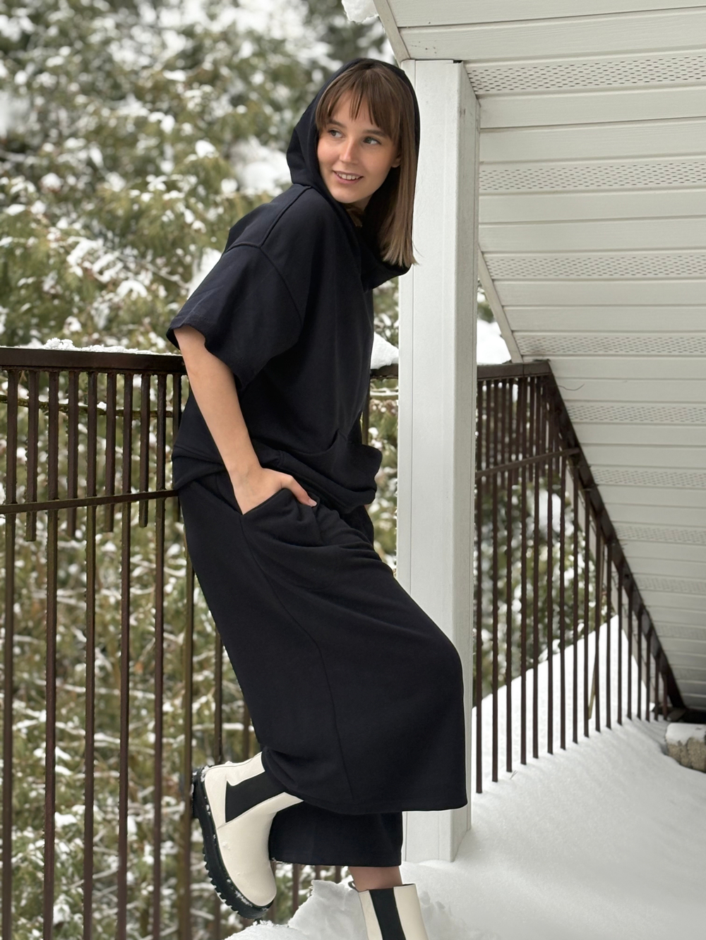 Худи с коротким рукавом синий / унисекс / петля