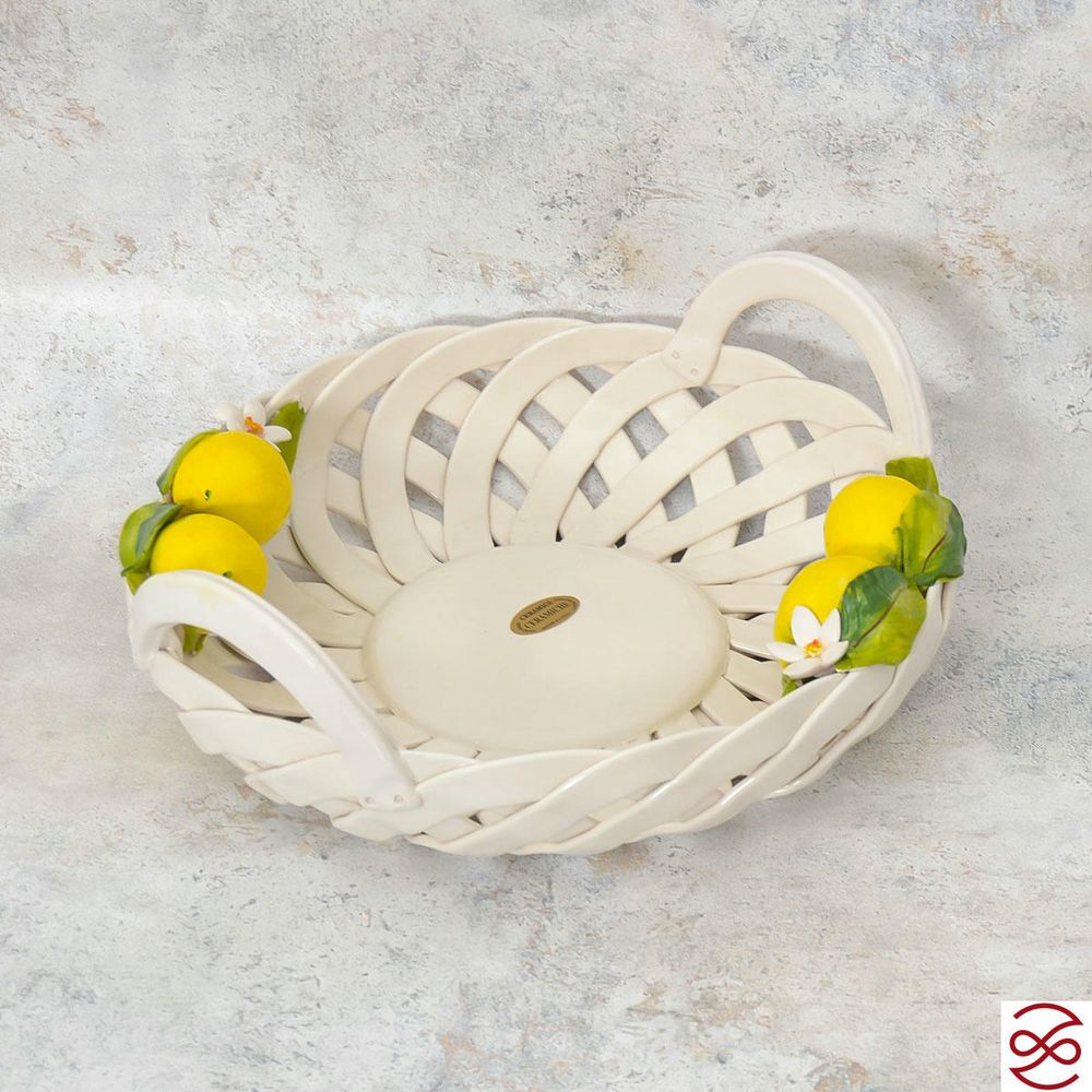 Корзина с ручками круглая Orgia Лимоны 33 см