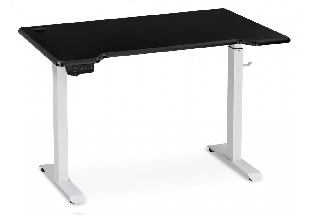 Компьютерный стол Woodville Маркос с механизмом подъема 120х75х75 черная шагрень, белый, ножки белые