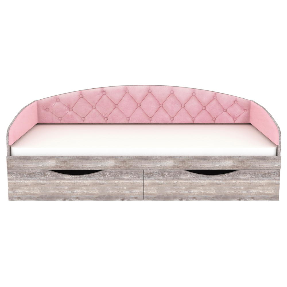 Кровать односпальная КарИВи Беллуччи с каретной стяжкой 80х190 Бетон Розовый