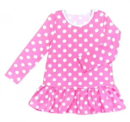 Платье 7073/1 белый горох на розовом