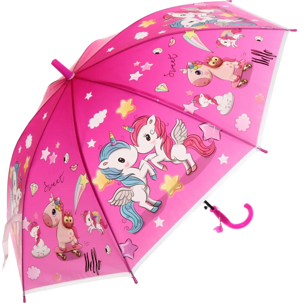 Зонт детский полуавтомат «Ultramarine - Единорожки», микс 4 цвета, 8 спиц, d-86см, длина в слож. виде 65см