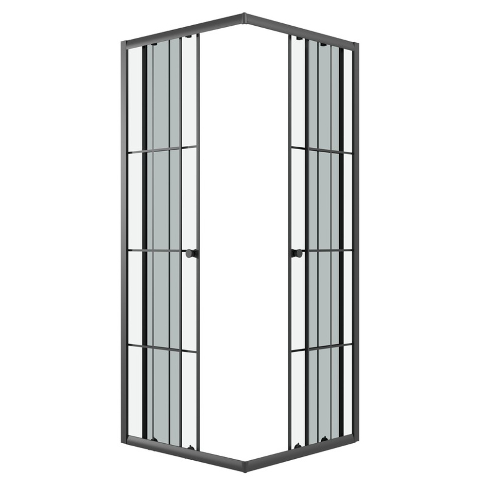 Душевое ограждение Niagara Eco NG-1010-14QKL (100х100х190) квадрат,раздвижное,черный,стекло клетка,1 место