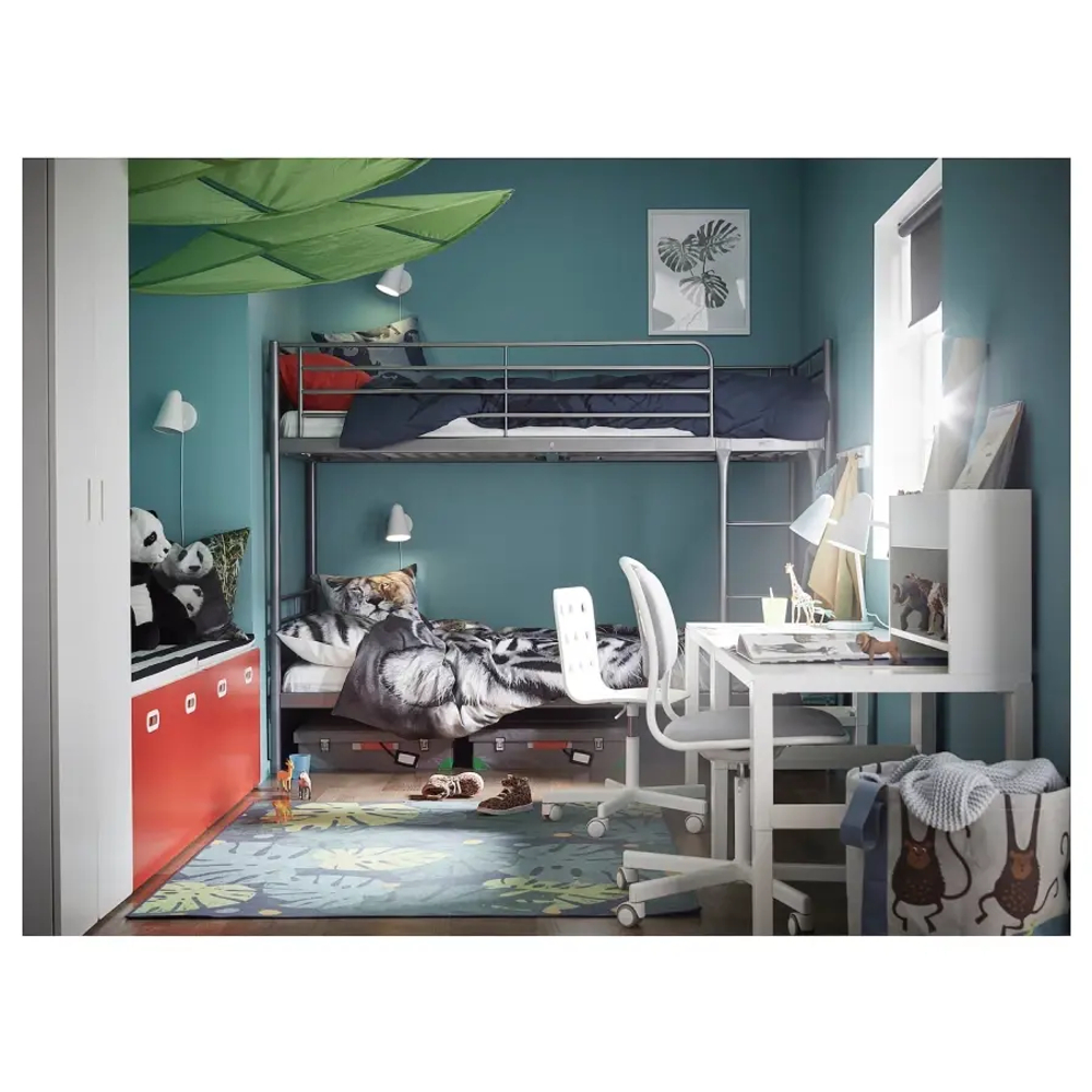 Кровать двухъярусная - IKEA SVÄRTA/SVARTA/СВЭРТА ИКЕА, 90x200см, серый