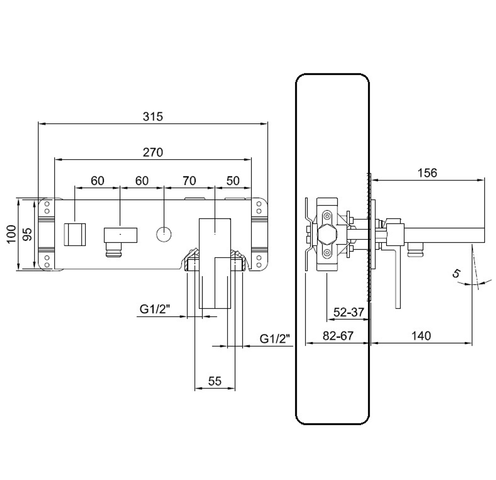 Fantini Встраиваемая часть настенного смесителя для ванны, хром 19 02 3320A