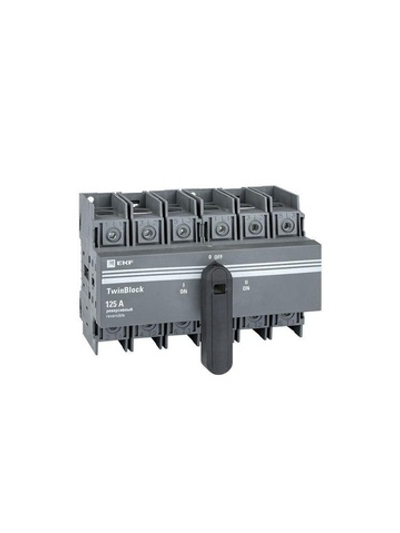 Рубильник 3п 125A реверсивный c рукояткой для прямой установки TwinBlock EKF tb-s-125-3p-rev