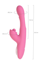 Розовый вибратор с двигающимся язычком и стимулирующим шариком Monti - 24 см. (Цвет: розовый)