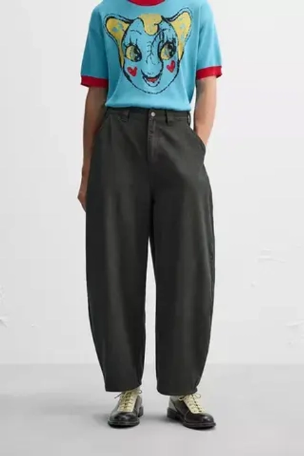 ZARA X HARRY LAMBERT ШИРОКИЕ БРЮКИ, ТЕМНО-КОРИЧНЕВЫЙ
