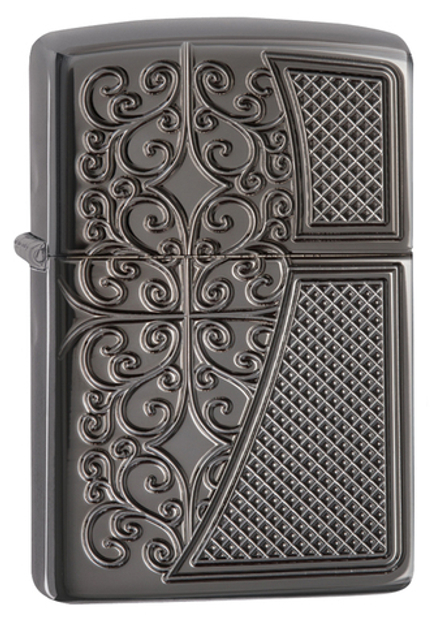 Зажигалка Zippo Armor с покрытием Black Ice, латунь/сталь,чёрная, глянцевая, 36x12x56 мм